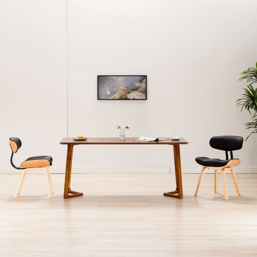 Eetkamerstoelen 2 st gebogen hout en kunstleer