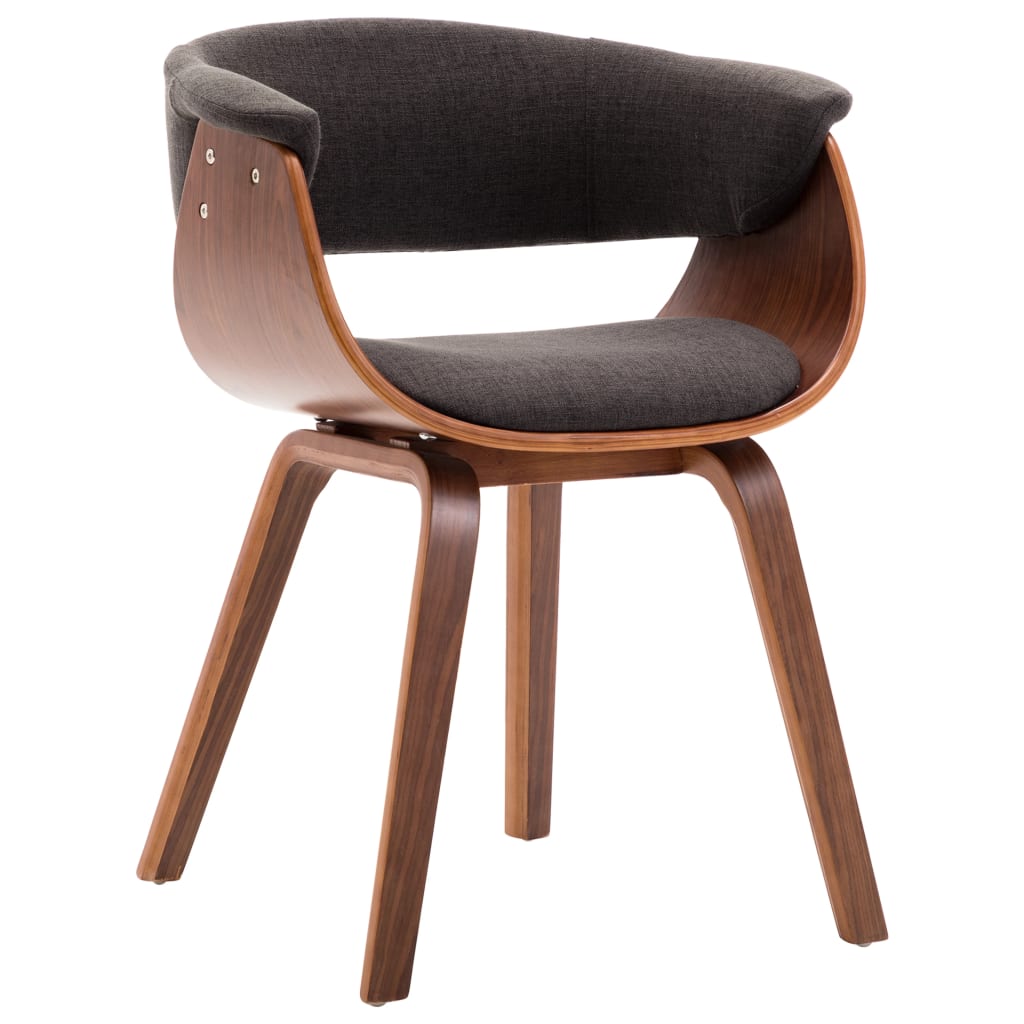 Eetkamerstoel gebogen hout en stof grijs – afbeelding 1