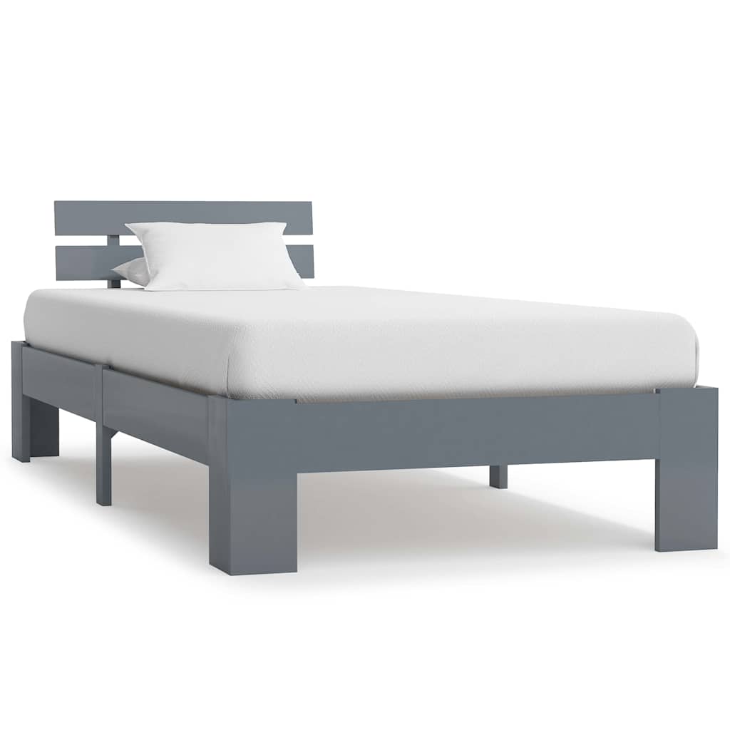 Bedframe massief grenenhout grijs 90x200 cm – afbeelding 1