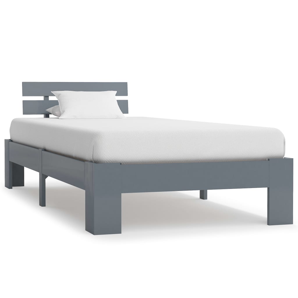 Bedframe massief grenenhout grijs 100x200 cm – afbeelding 1