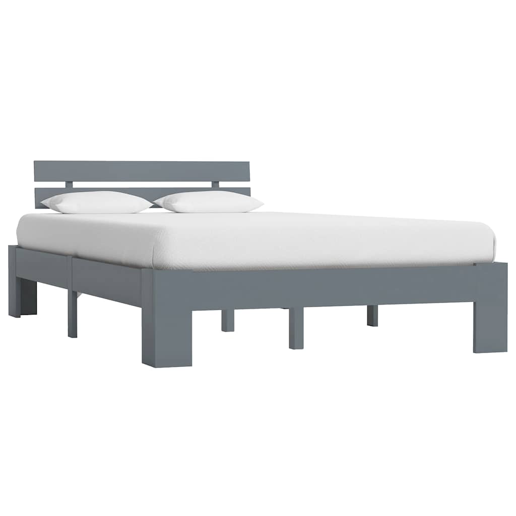 Bedframe massief grenenhout grijs 140x200 cm – afbeelding 1