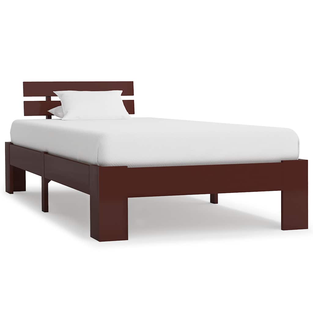 Bedframe massief grenenhout donkerbruin 100x200 cm – afbeelding 1