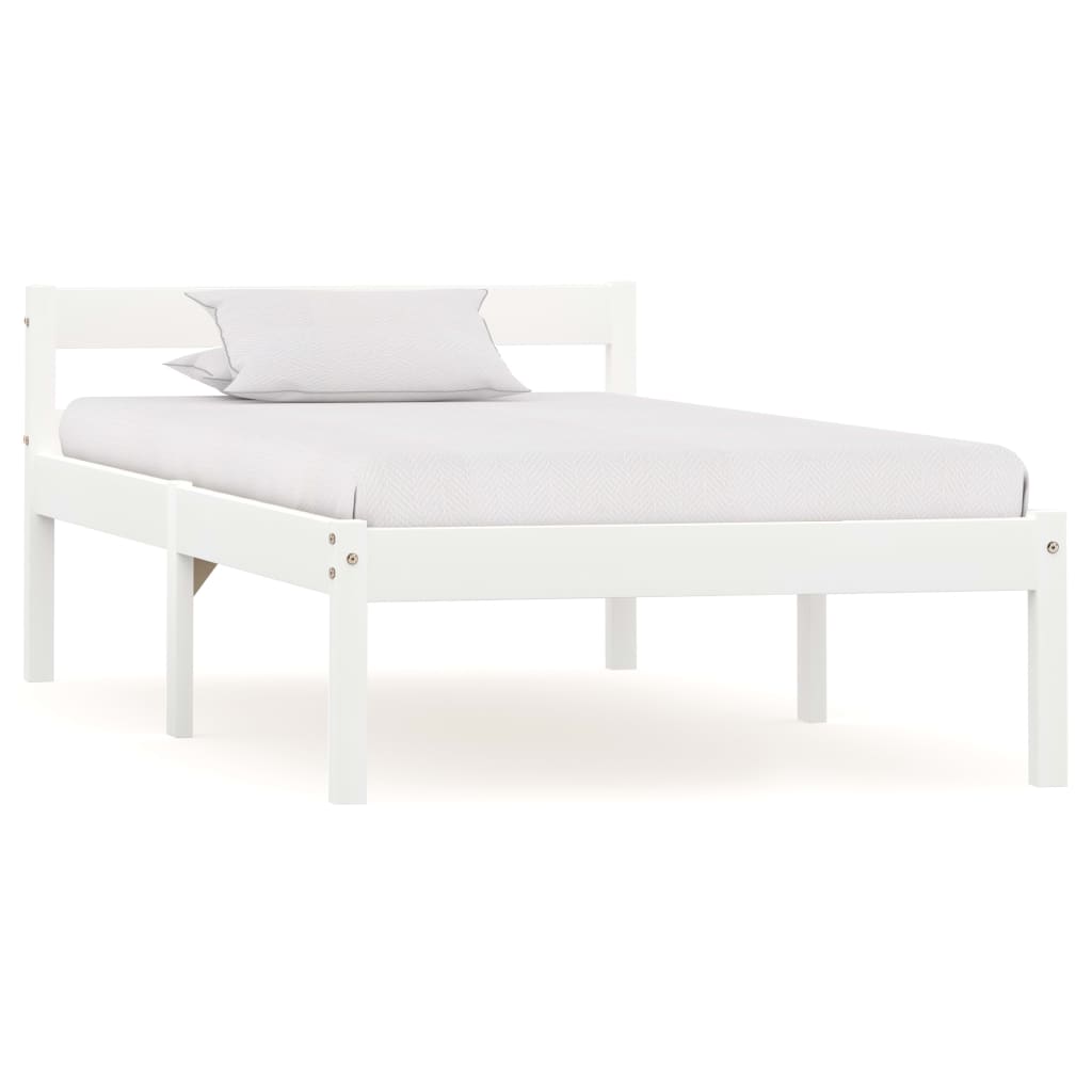 Bedframe massief grenenhout wit 90x200 cm – afbeelding 1