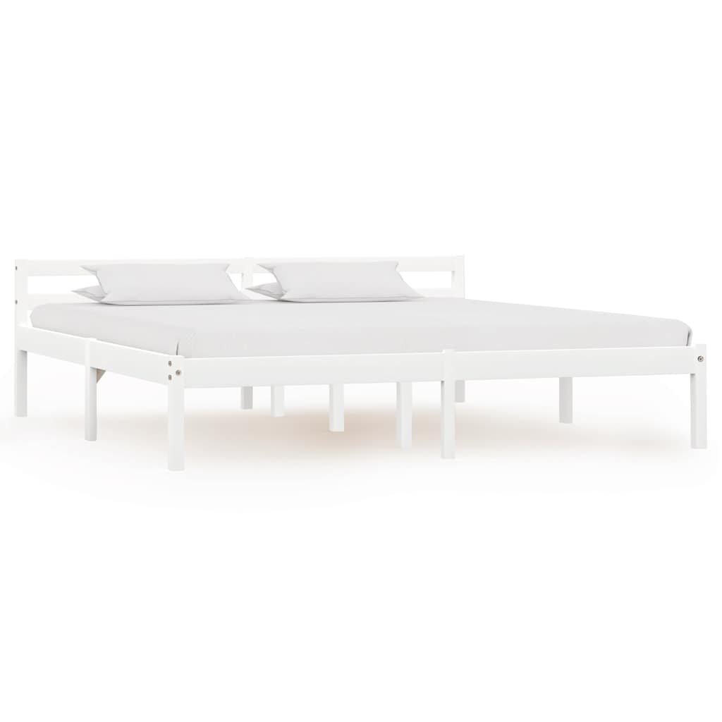 Bedframe massief grenenhout wit 180x200 cm – afbeelding 1