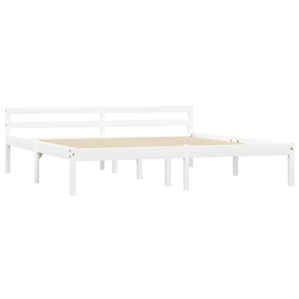 Bedframe massief grenenhout wit 180x200 cm – afbeelding 2