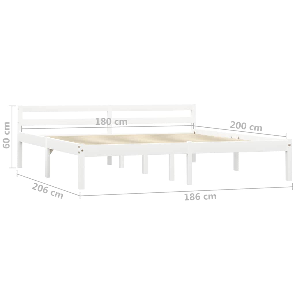 Bedframe massief grenenhout wit 180x200 cm – afbeelding 7