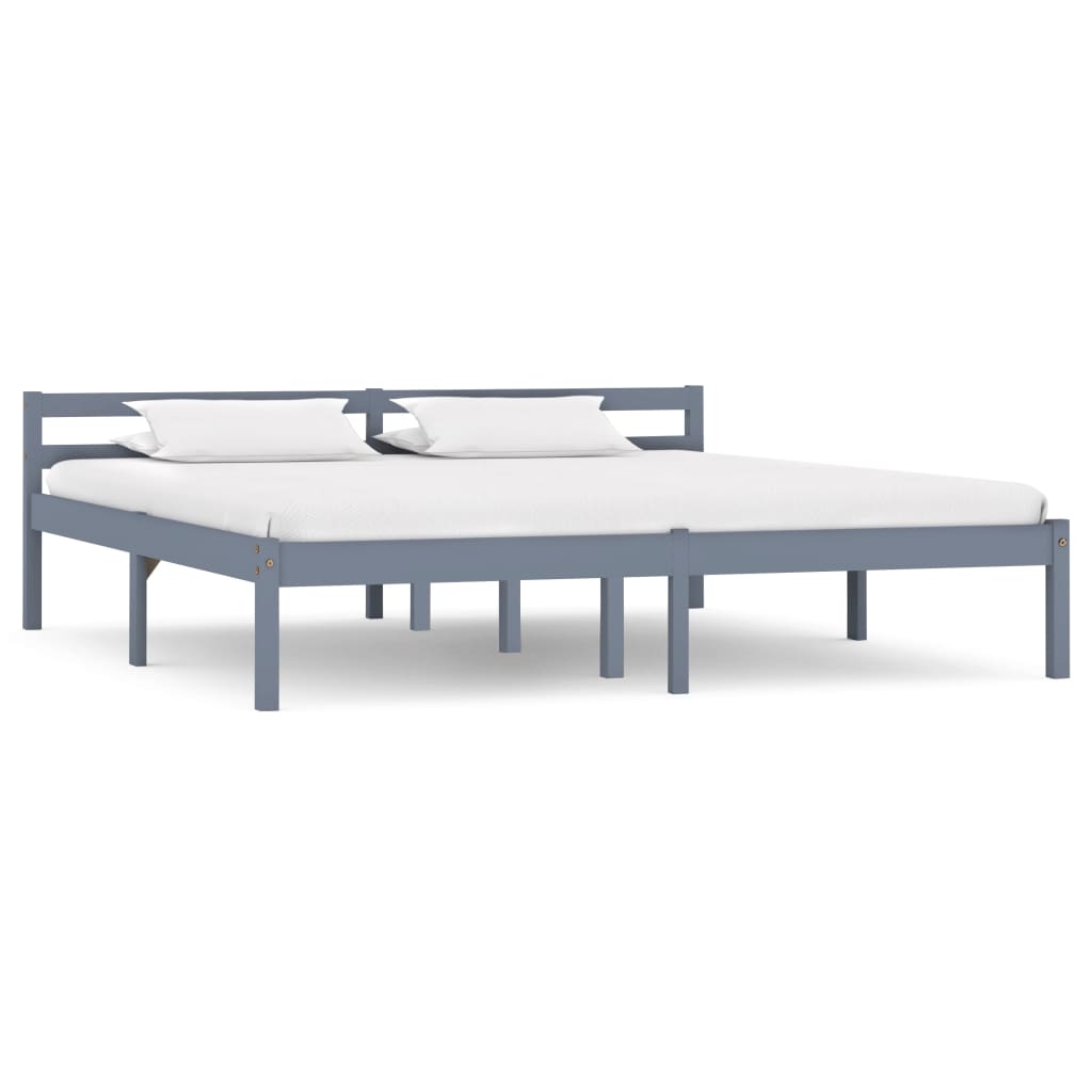 Bedframe massief grenenhout grijs 160x200 cm – afbeelding 1
