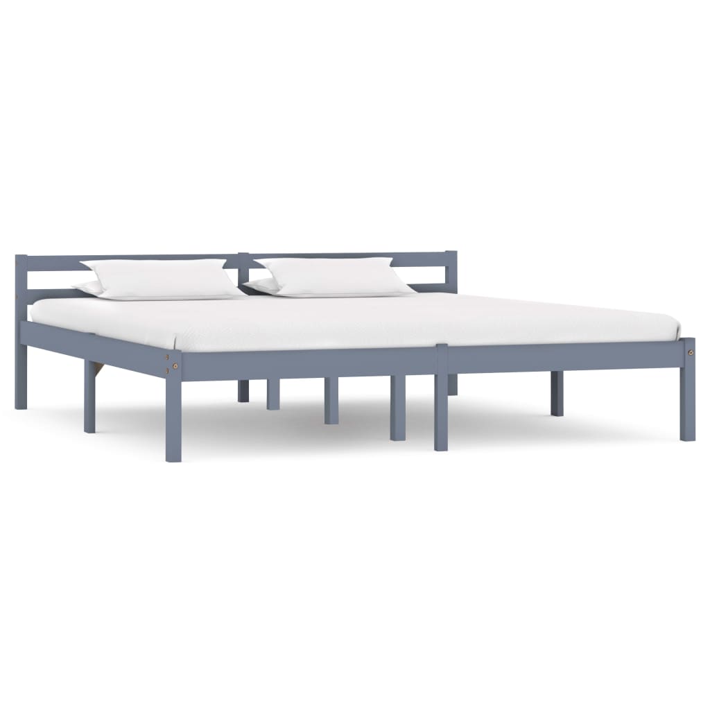 Bedframe massief grenenhout grijs 180x200 cm – afbeelding 1