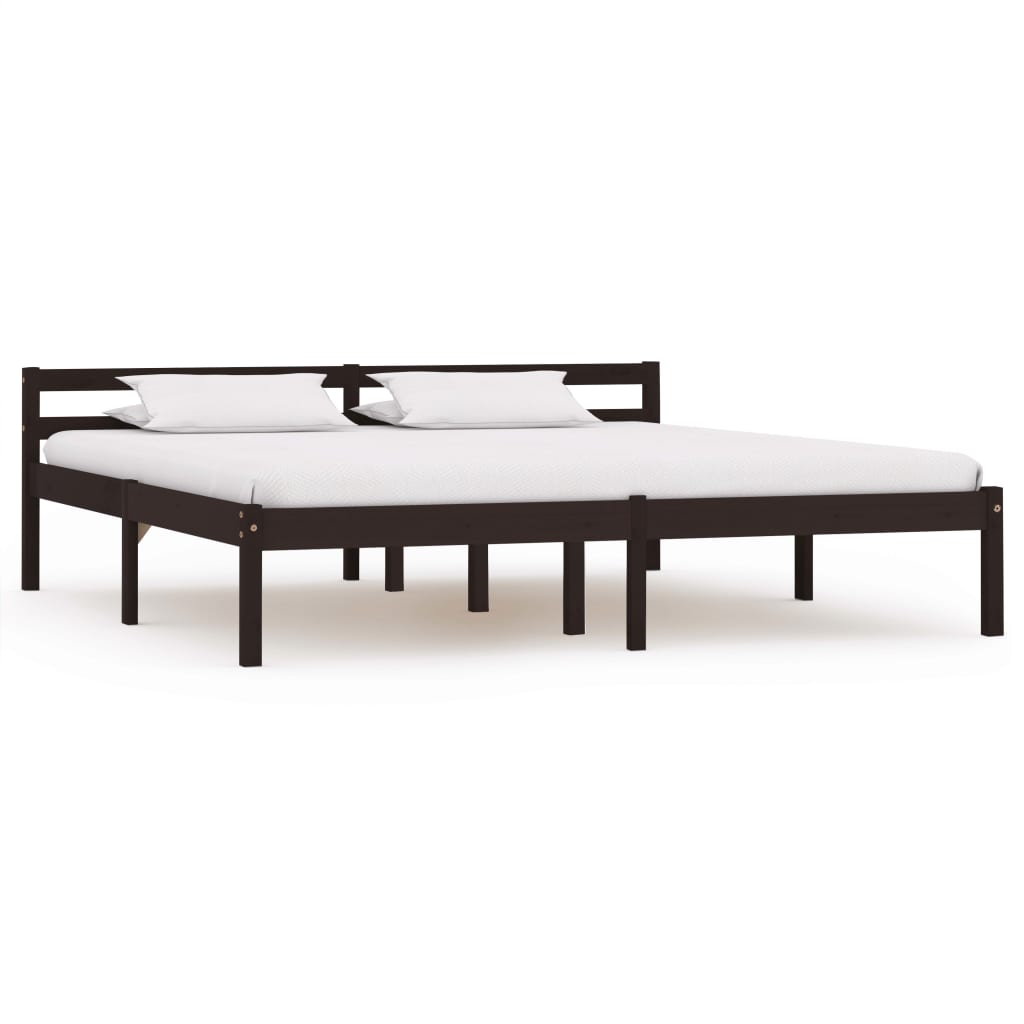 Bedframe massief grenenhout donkerbruin 160x200 cm – afbeelding 1