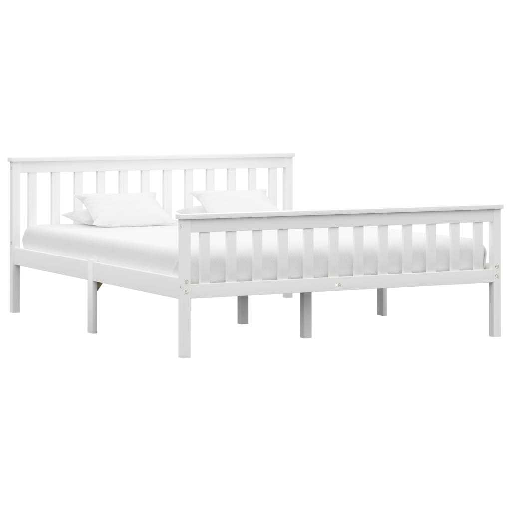 Bedframe massief grenenhout wit 160x200 cm – afbeelding 1