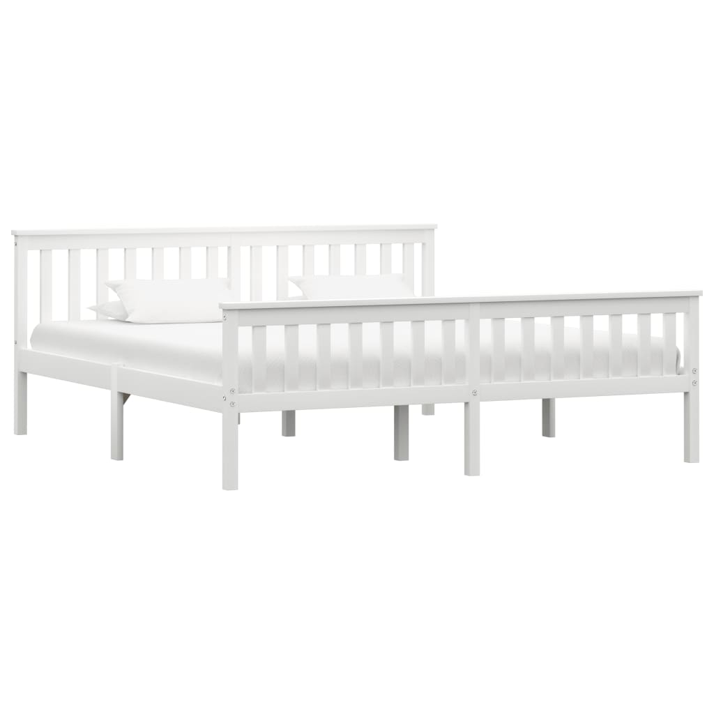 Bedframe massief grenenhout wit 180x200 cm – afbeelding 1