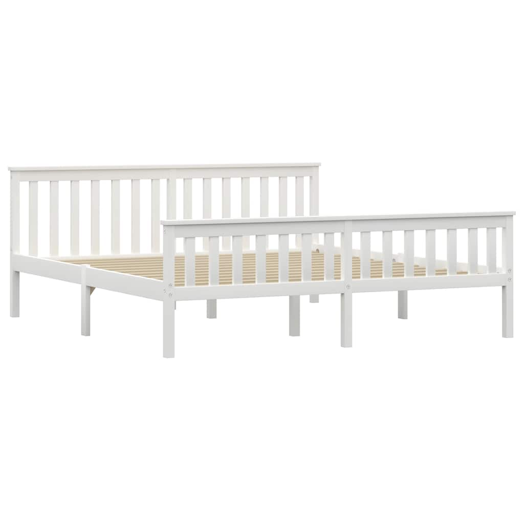 Bedframe massief grenenhout wit 180x200 cm – afbeelding 2