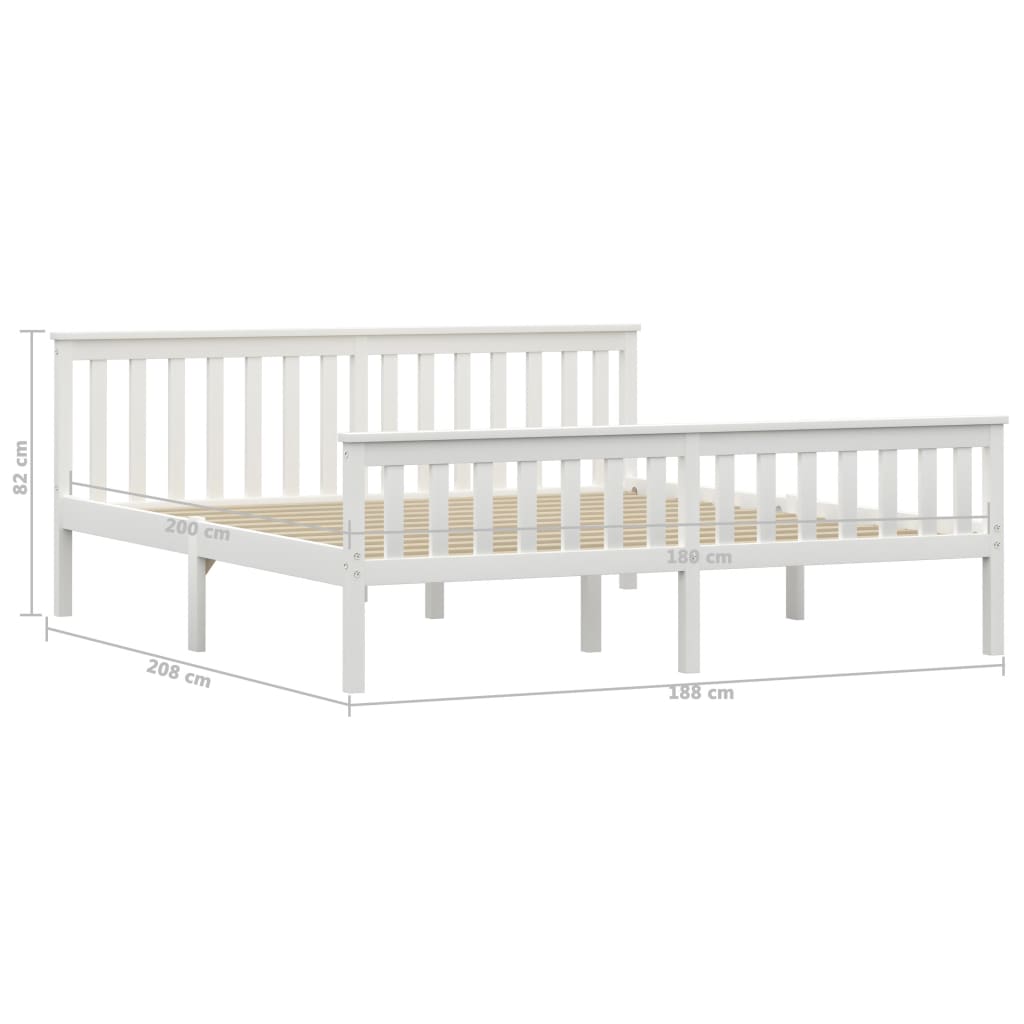Bedframe massief grenenhout wit 180x200 cm – afbeelding 6