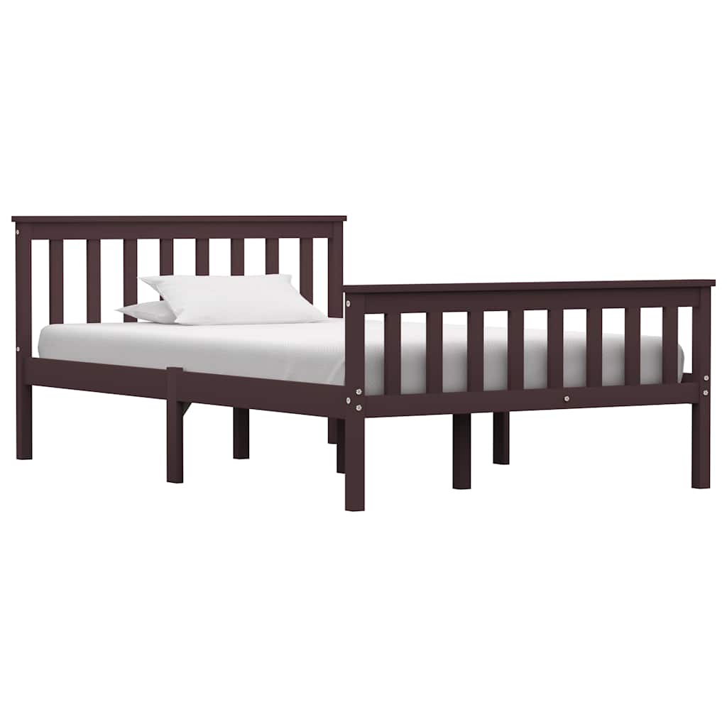 Bedframe massief grenenhout donkerbruin 120x200 cm – afbeelding 1