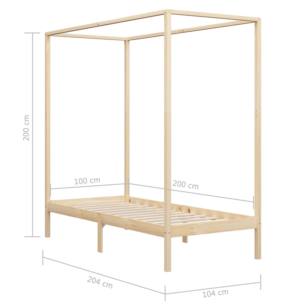 Hemelbedframe massief grenenhout 100x200 cm – afbeelding 7