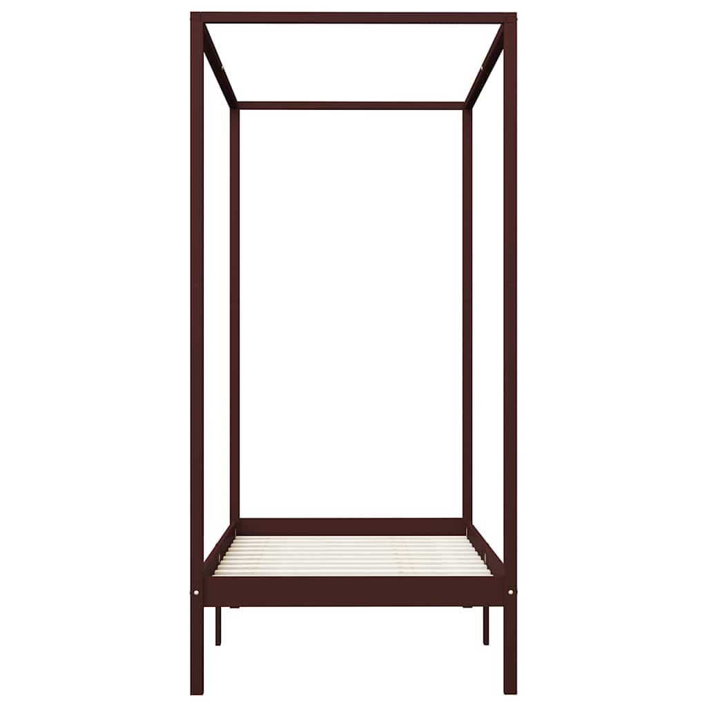 Hemelbedframe massief grenenhout donkerbruin 100x200 cm – afbeelding 3