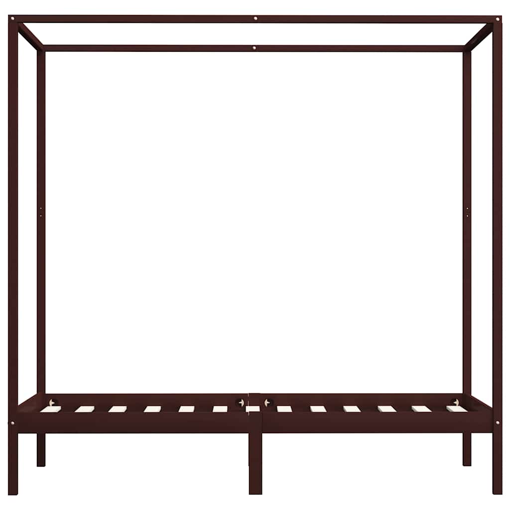 Hemelbedframe massief grenenhout donkerbruin 100x200 cm – afbeelding 4