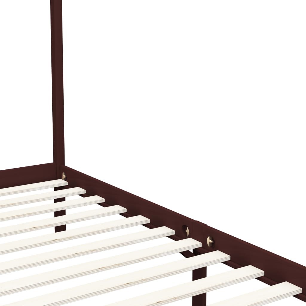 Hemelbedframe massief grenenhout donkerbruin 100x200 cm – afbeelding 5