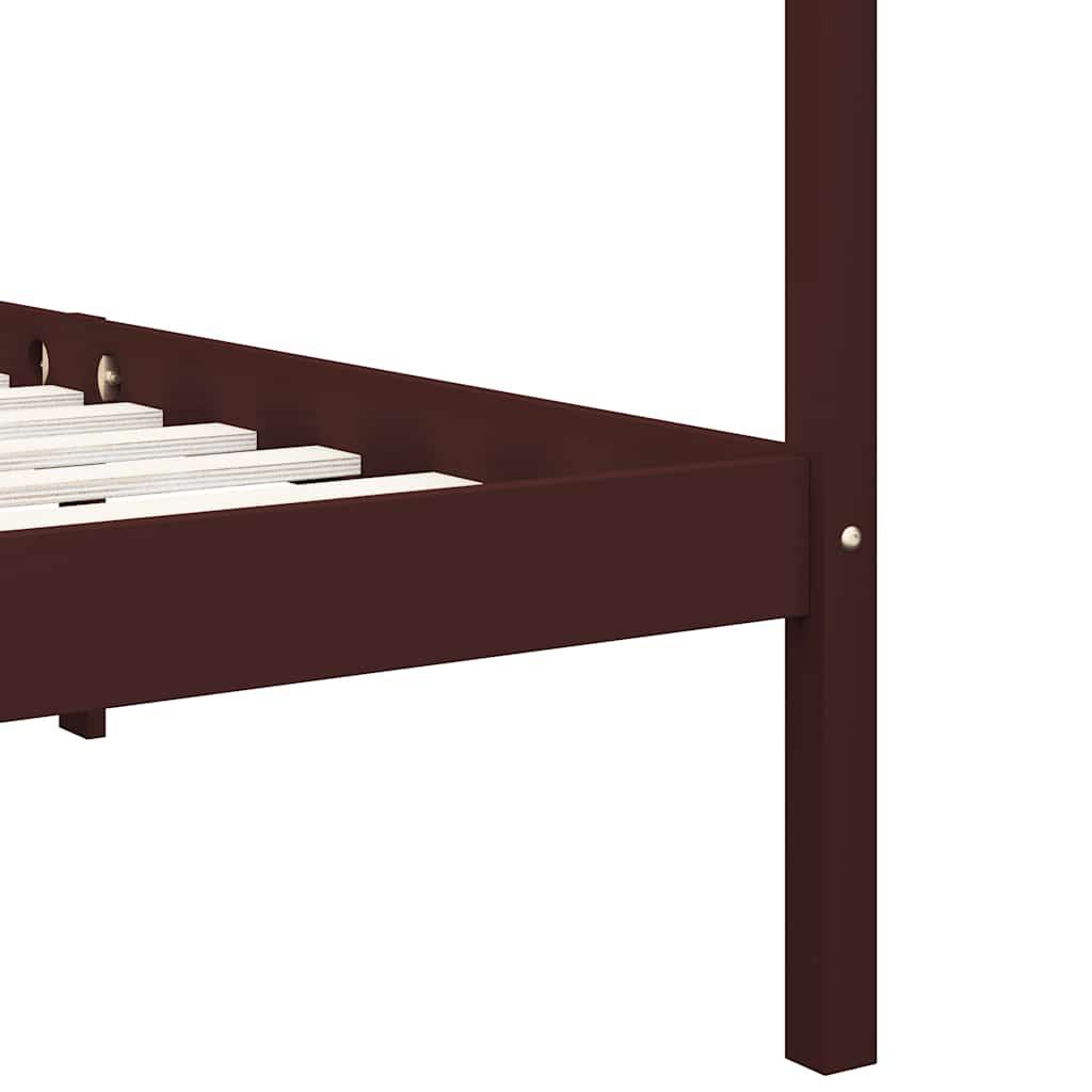 Hemelbedframe massief grenenhout donkerbruin 100x200 cm – afbeelding 6