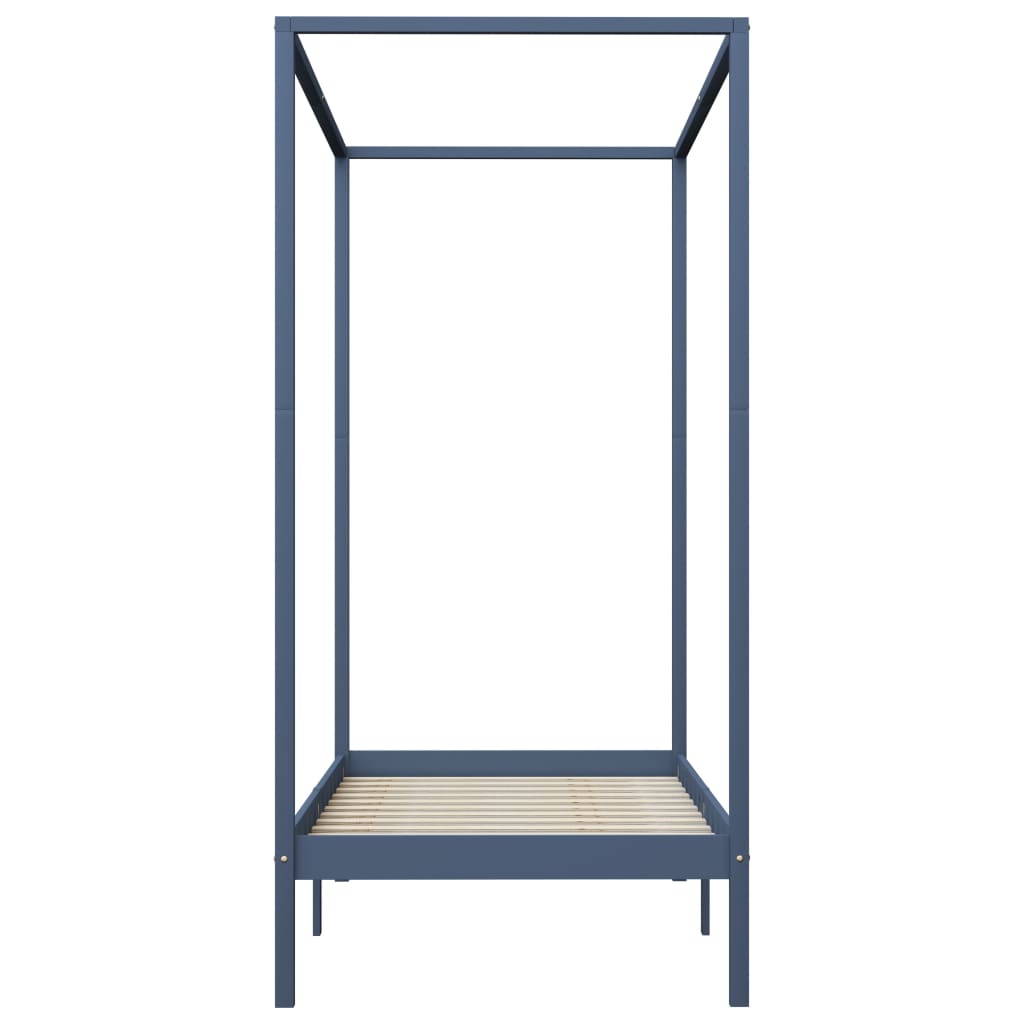 Hemelbedframe massief grenenhout grijs 90x200 cm – afbeelding 3