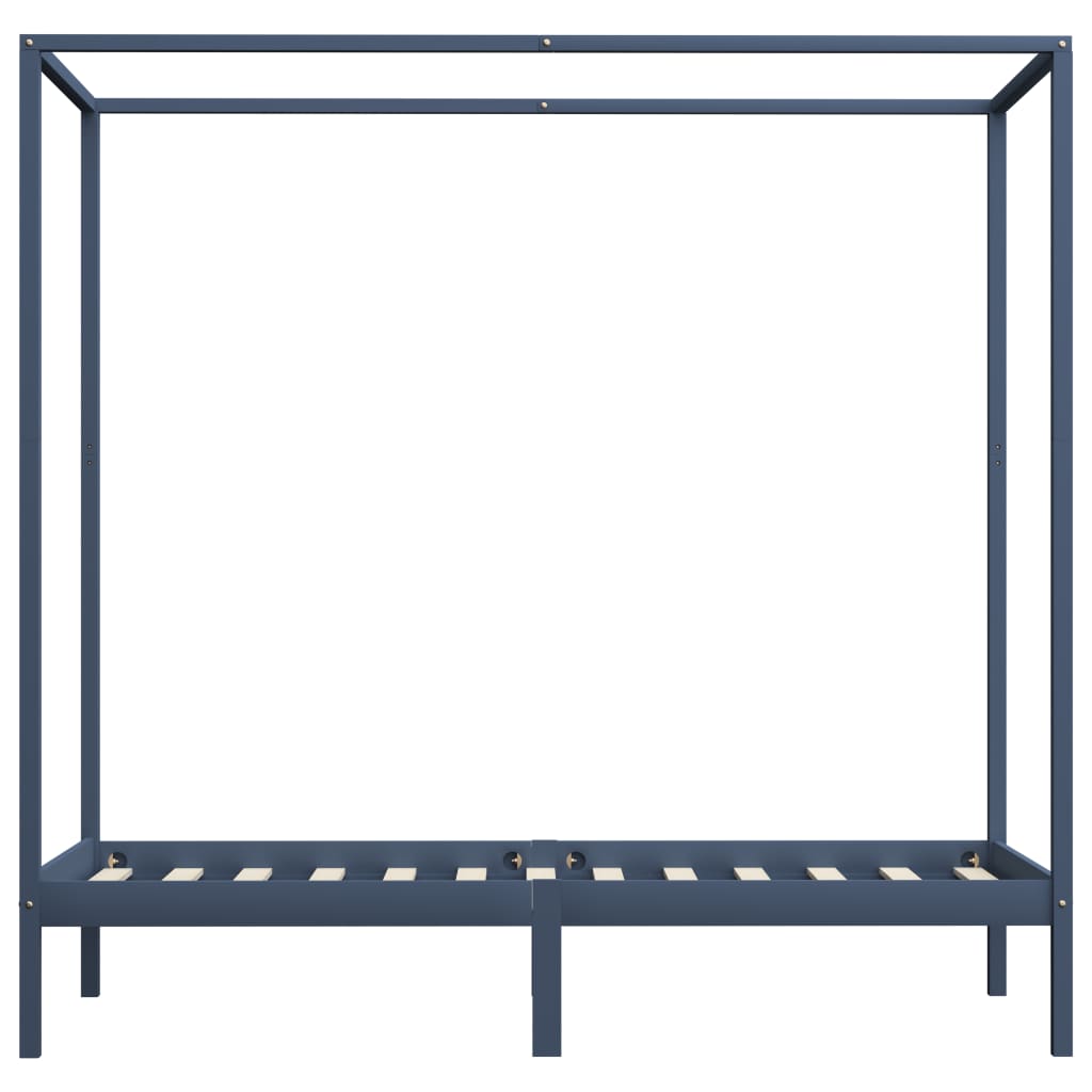 Hemelbedframe massief grenenhout grijs 90x200 cm – afbeelding 4
