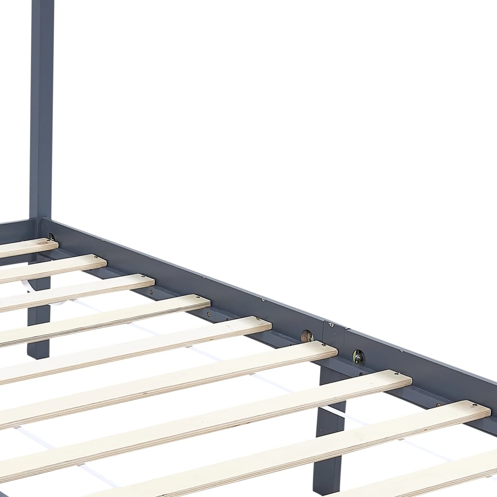 Hemelbedframe massief grenenhout grijs 90x200 cm – afbeelding 5