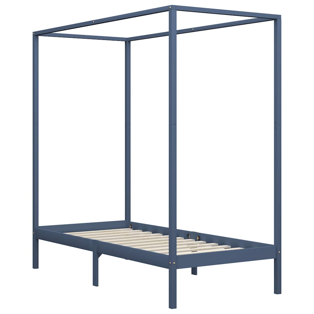 Hemelbedframe massief grenenhout grijs 100x200 cm – afbeelding 2