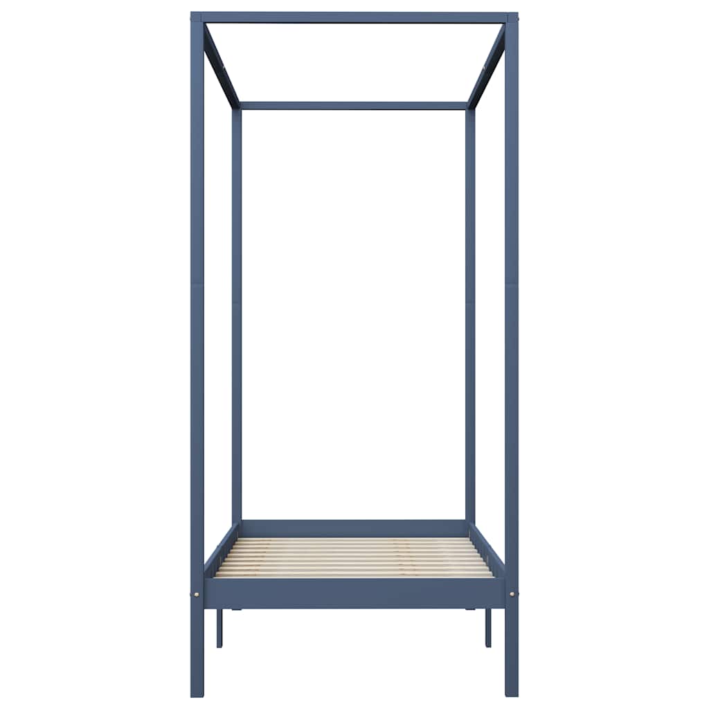 Hemelbedframe massief grenenhout grijs 100x200 cm – afbeelding 3