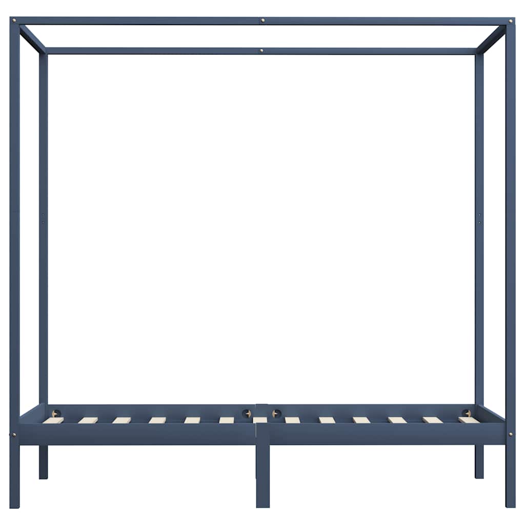 Hemelbedframe massief grenenhout grijs 100x200 cm – afbeelding 4