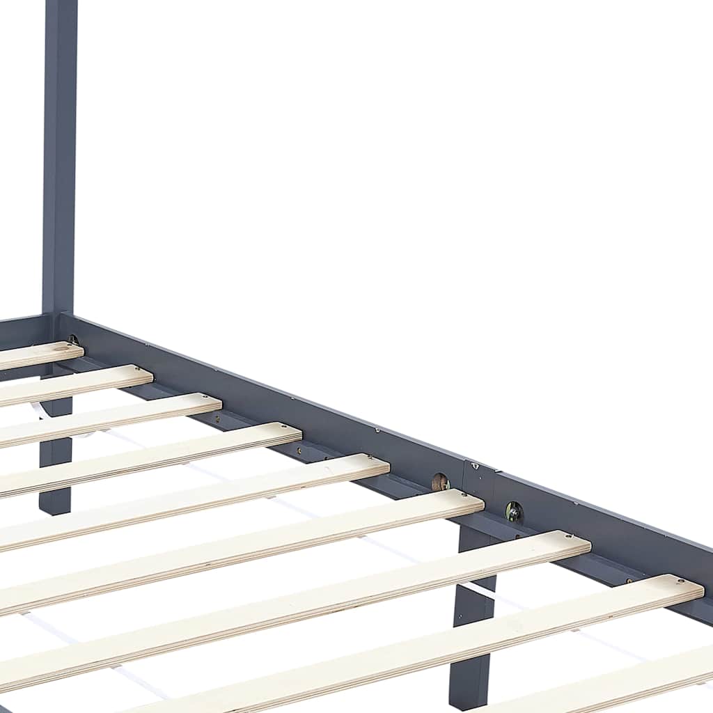 Hemelbedframe massief grenenhout grijs 100x200 cm – afbeelding 5