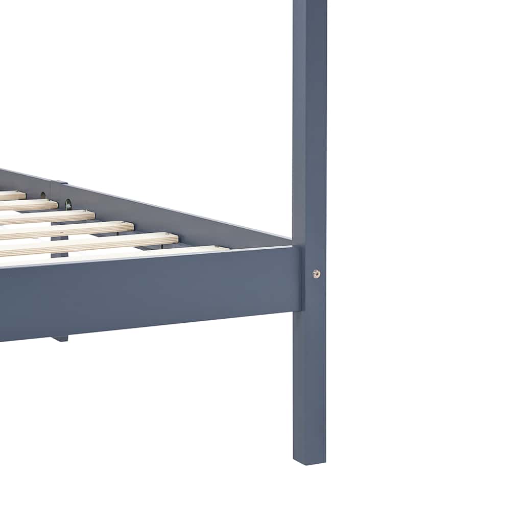 Hemelbedframe massief grenenhout grijs 100x200 cm – afbeelding 6