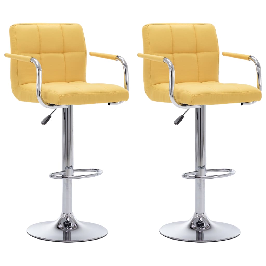 Barstoelen 2 st stof geel – afbeelding 1
