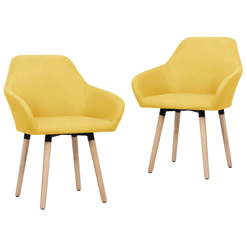 Eetkamerstoelen 2 st stof geel