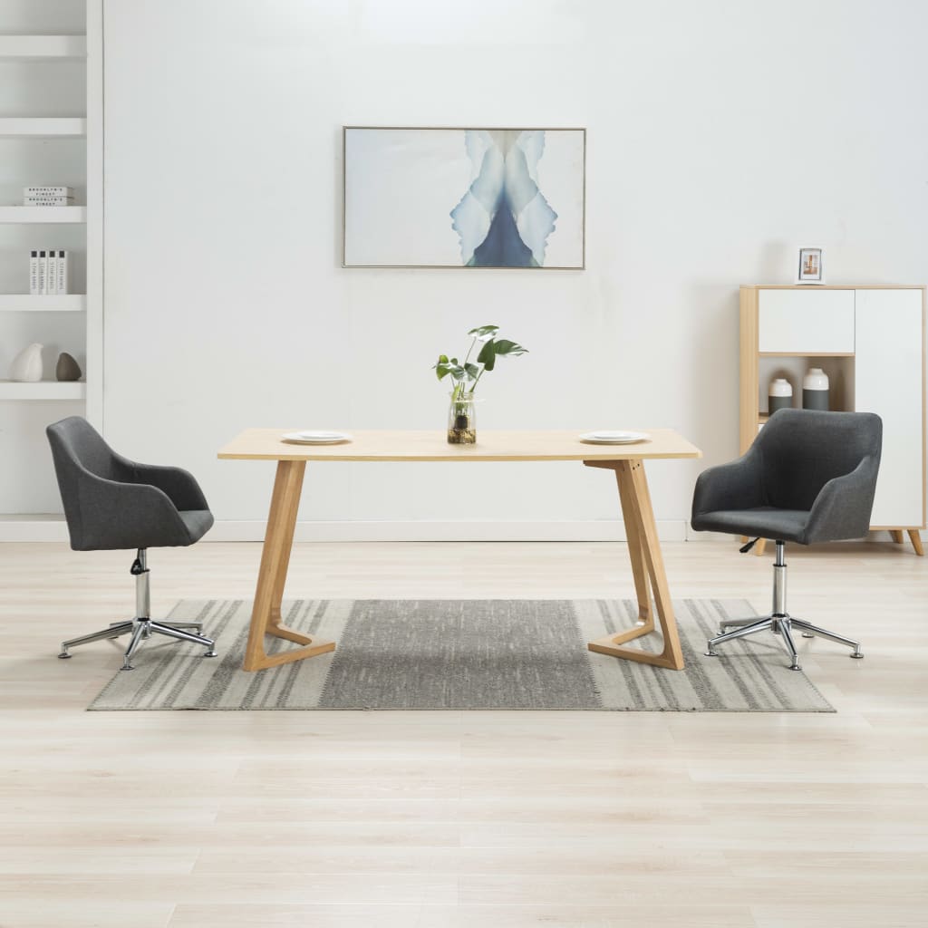 Eetkamerstoelen draaibaar 2 st stof donkergrijs