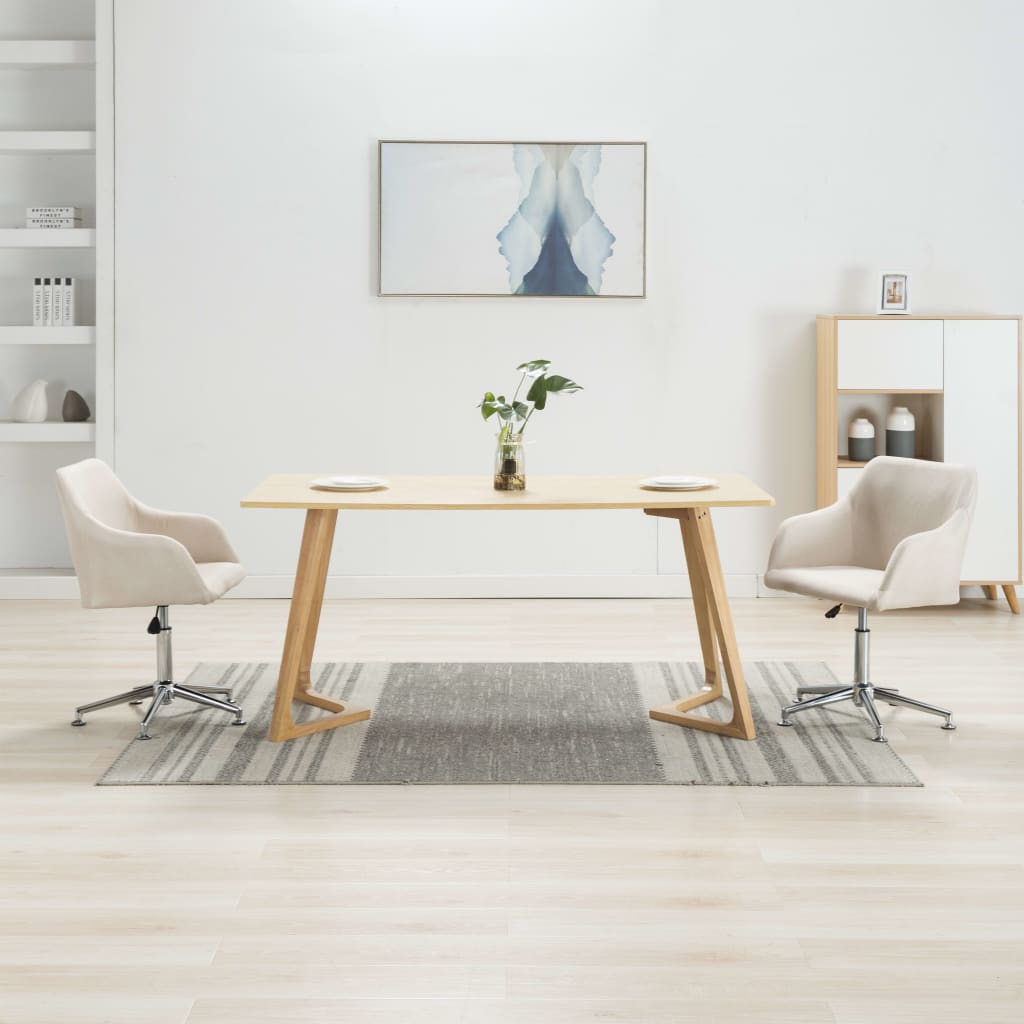Eetkamerstoelen 2 st draaibaar stof crèmekleurig