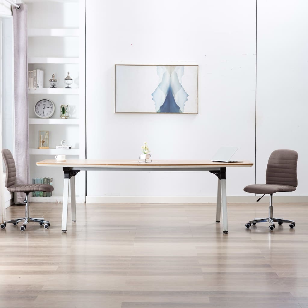 Eetkamerstoelen draaibaar 2 st stof taupe