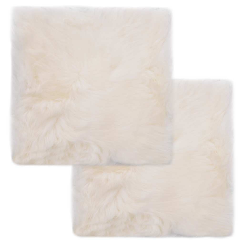 Stoelkussens 2 st 40x40 cm echt schapenvacht wit