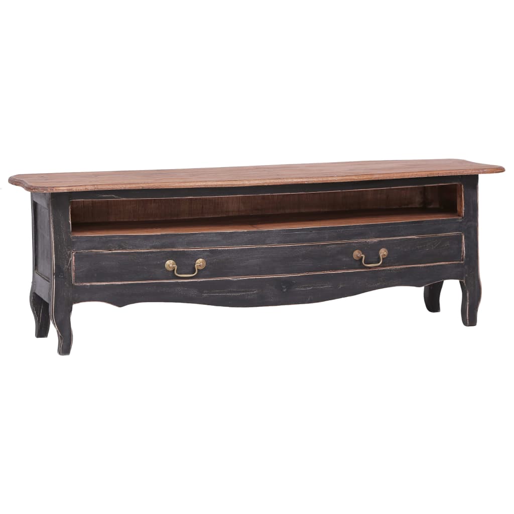 Tv-meubel 120x30x40 cm massief mahoniehout zwart – afbeelding 1