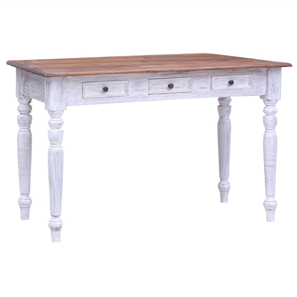 Bureau met lades 117x57x75 cm massief mahoniehout wit
