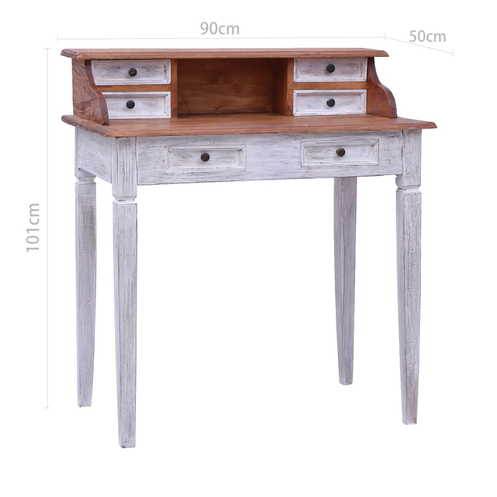 Schrijftafel met lades 90x50x101 cm massief mahoniehout – afbeelding 8
