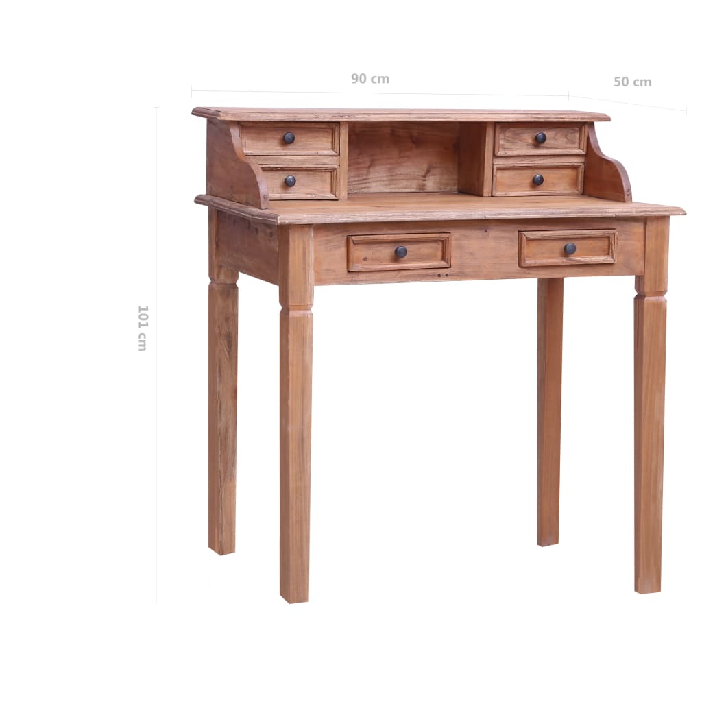 Schrijftafel met lades 90x50x101 cm massief mahoniehout – afbeelding 9