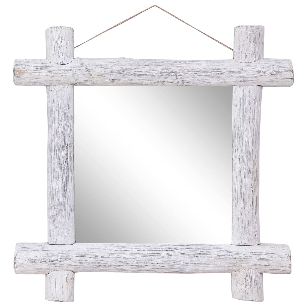 Spiegel houtblokken 70x70 cm massief gerecycled hout – afbeelding 1
