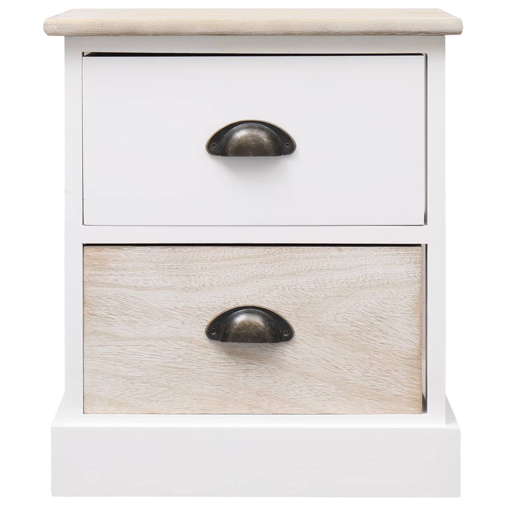 Nachtkastjes 2 st 38x28x45 cm paulowniahout wit en naturel – afbeelding 4