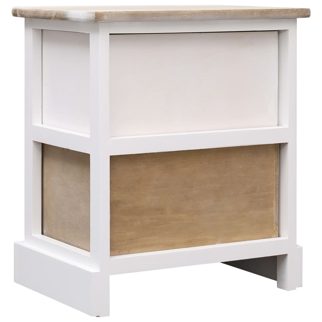 Nachtkastjes 2 st 38x28x45 cm paulowniahout wit en naturel – afbeelding 5