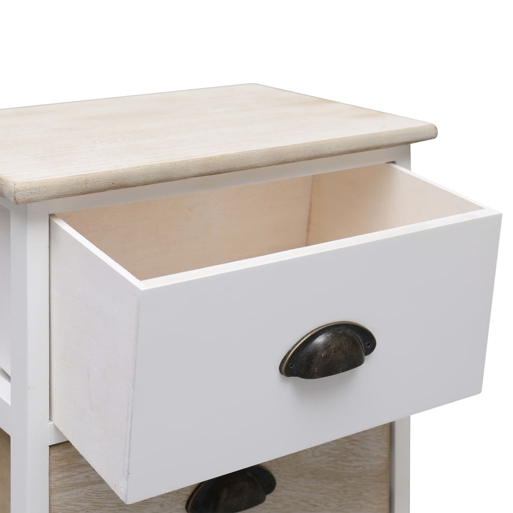 Nachtkastjes 2 st 38x28x45 cm paulowniahout wit en naturel – afbeelding 6