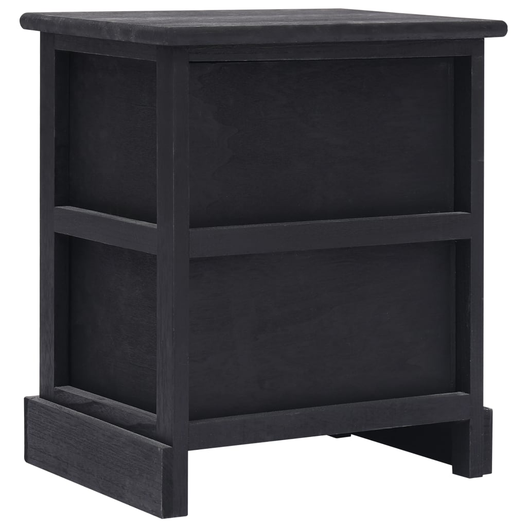 Nachtkastje 38x28x45 cm paulowniahout zwart – afbeelding 4