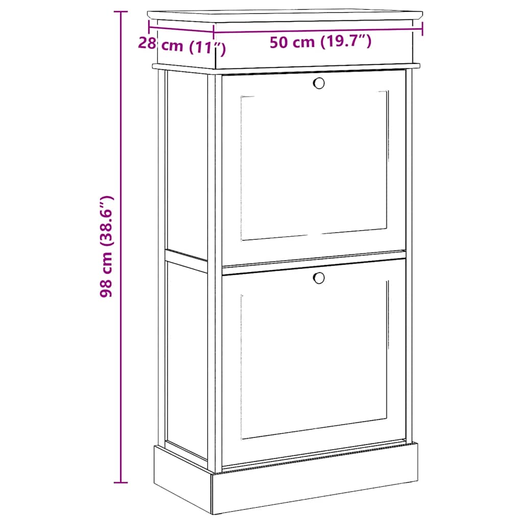 Schoenenkast 50x28x98 cm paulowniahout grijs – afbeelding 10