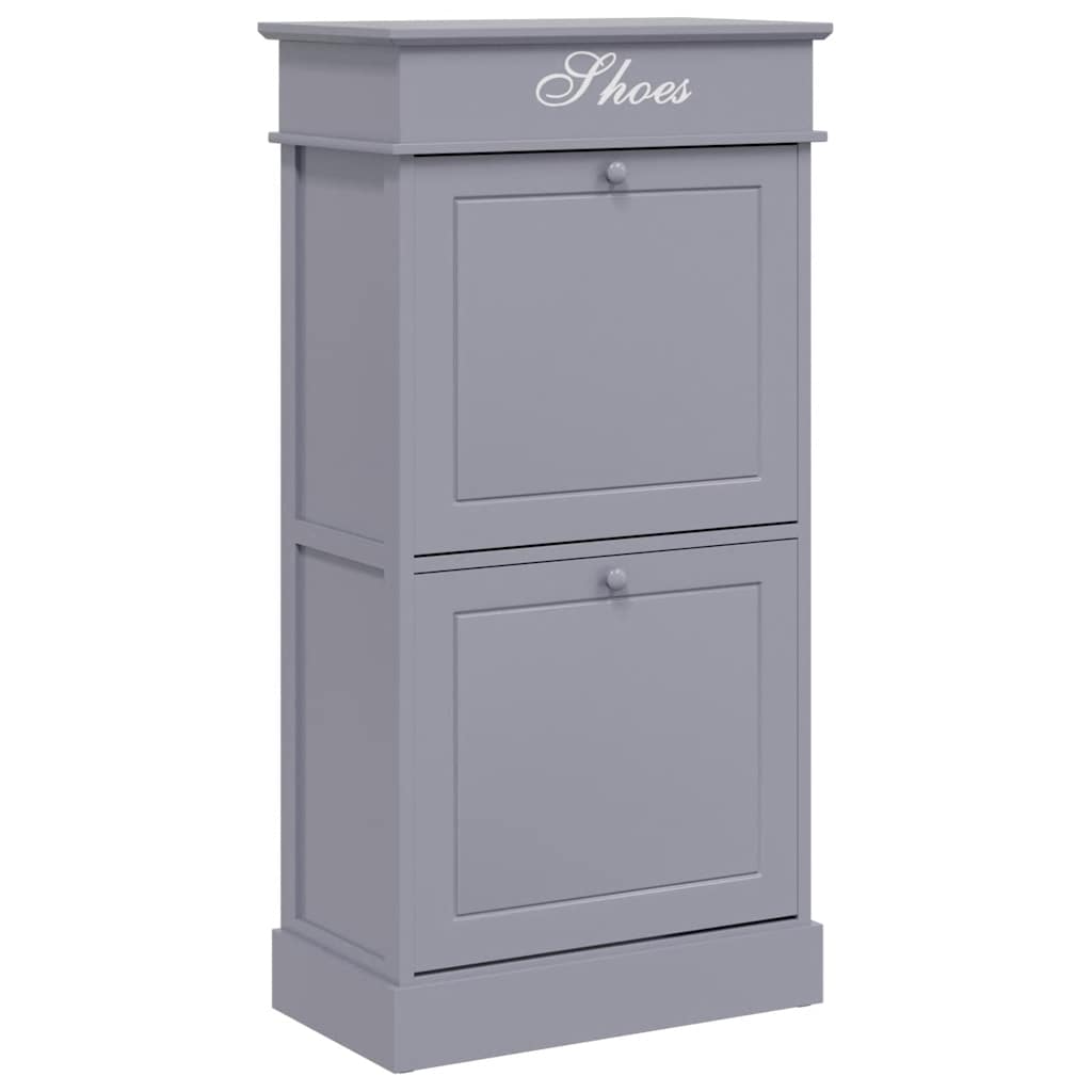 Schoenenkast 50x28x98 cm paulowniahout grijs – afbeelding 2