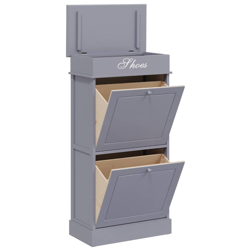 Schoenenkast 50x28x98 cm paulowniahout grijs – afbeelding 3