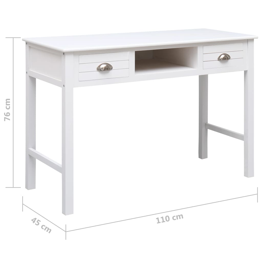 Schrijftafel 110x45x76 cm hout wit – afbeelding 9